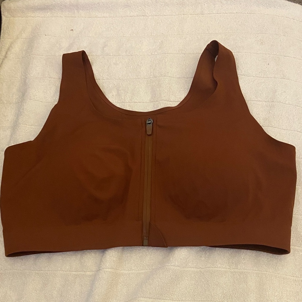 ZYIA Chocolate Zip-Front Sports Bra​​